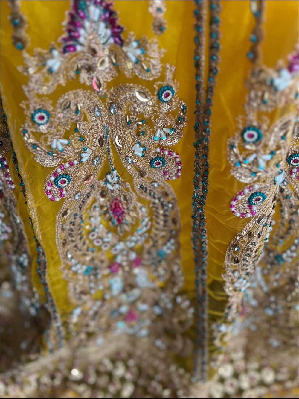 Embroidered Yellow Women’s Dress with Jewel Accents. New never worn